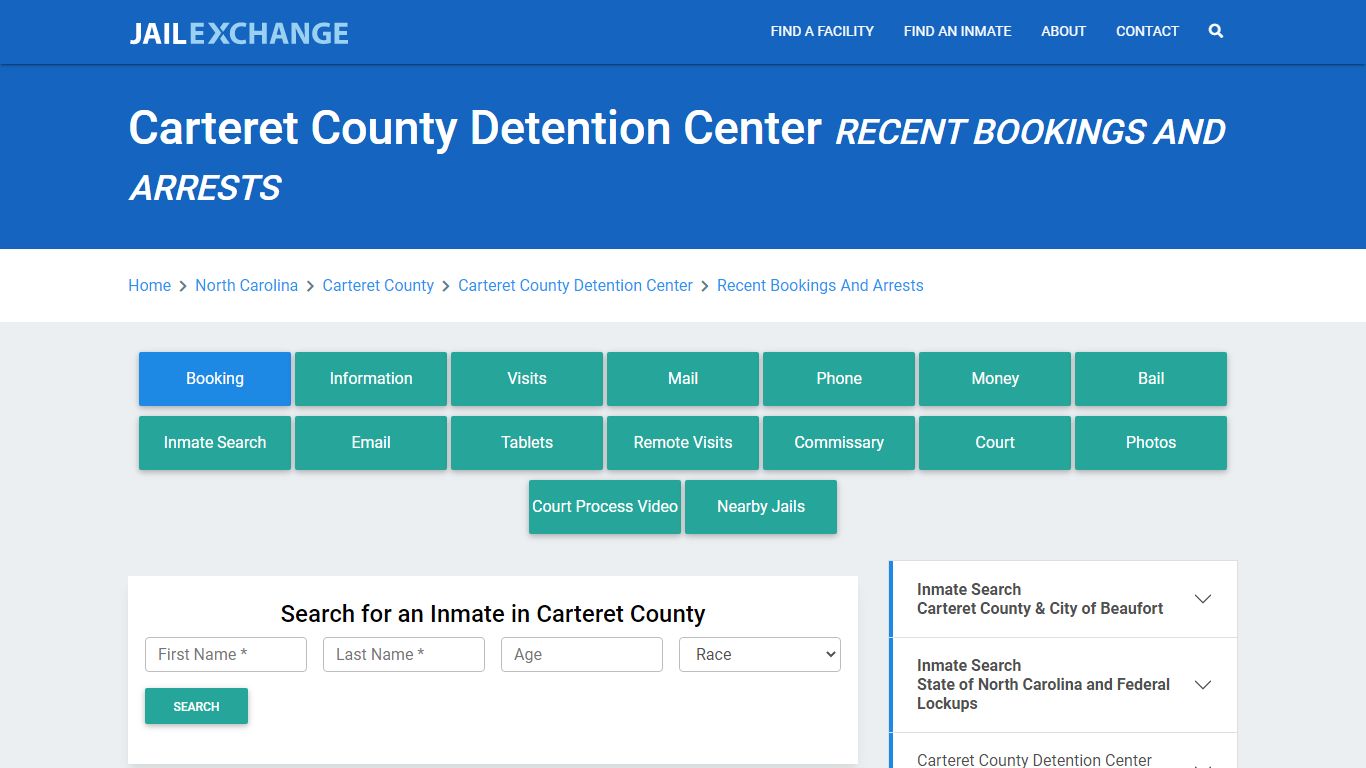 Carteret County Detention Center Recent Bookings And Arrests